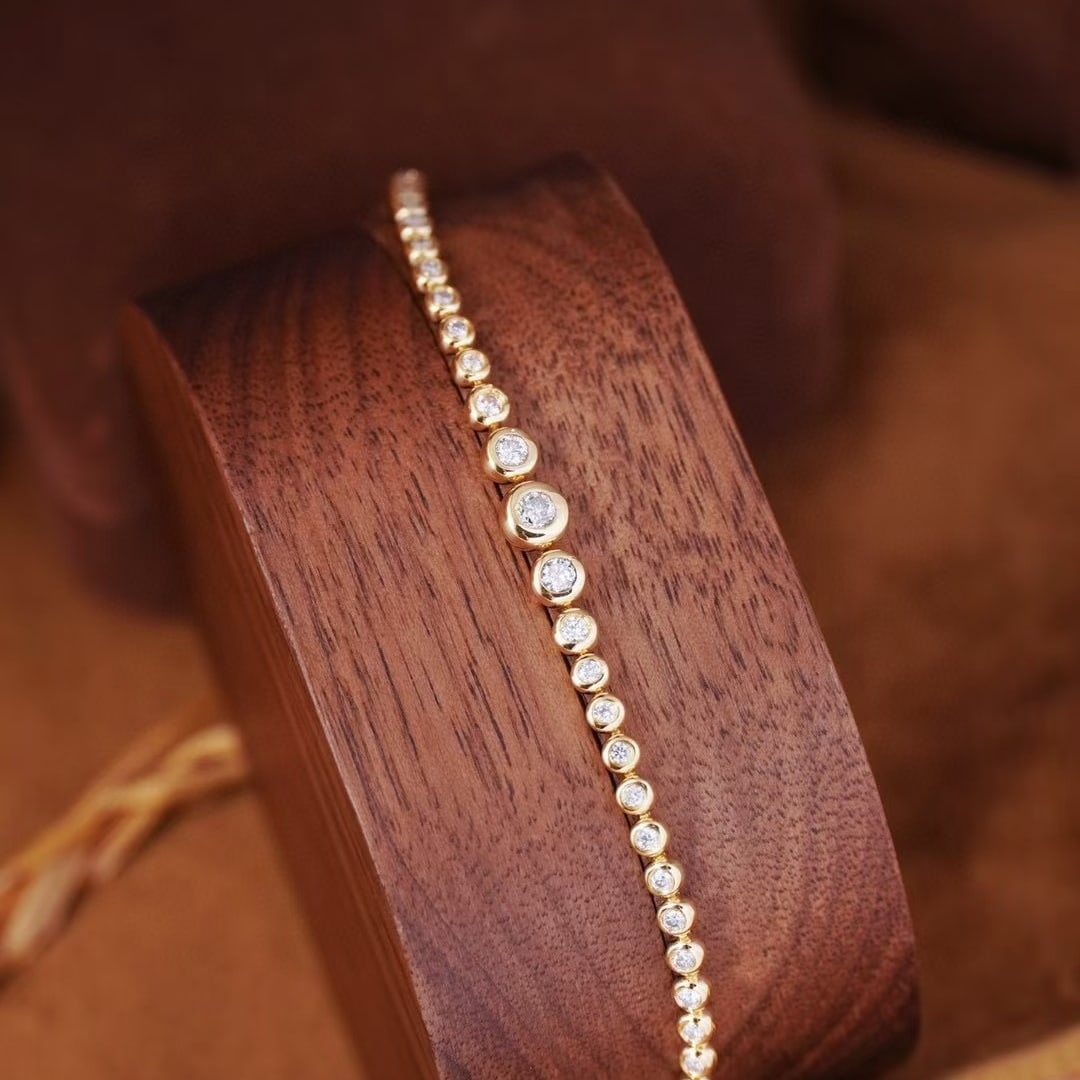 14k Gold 1.18 Ct Natural H Diamond Bracelet - 3