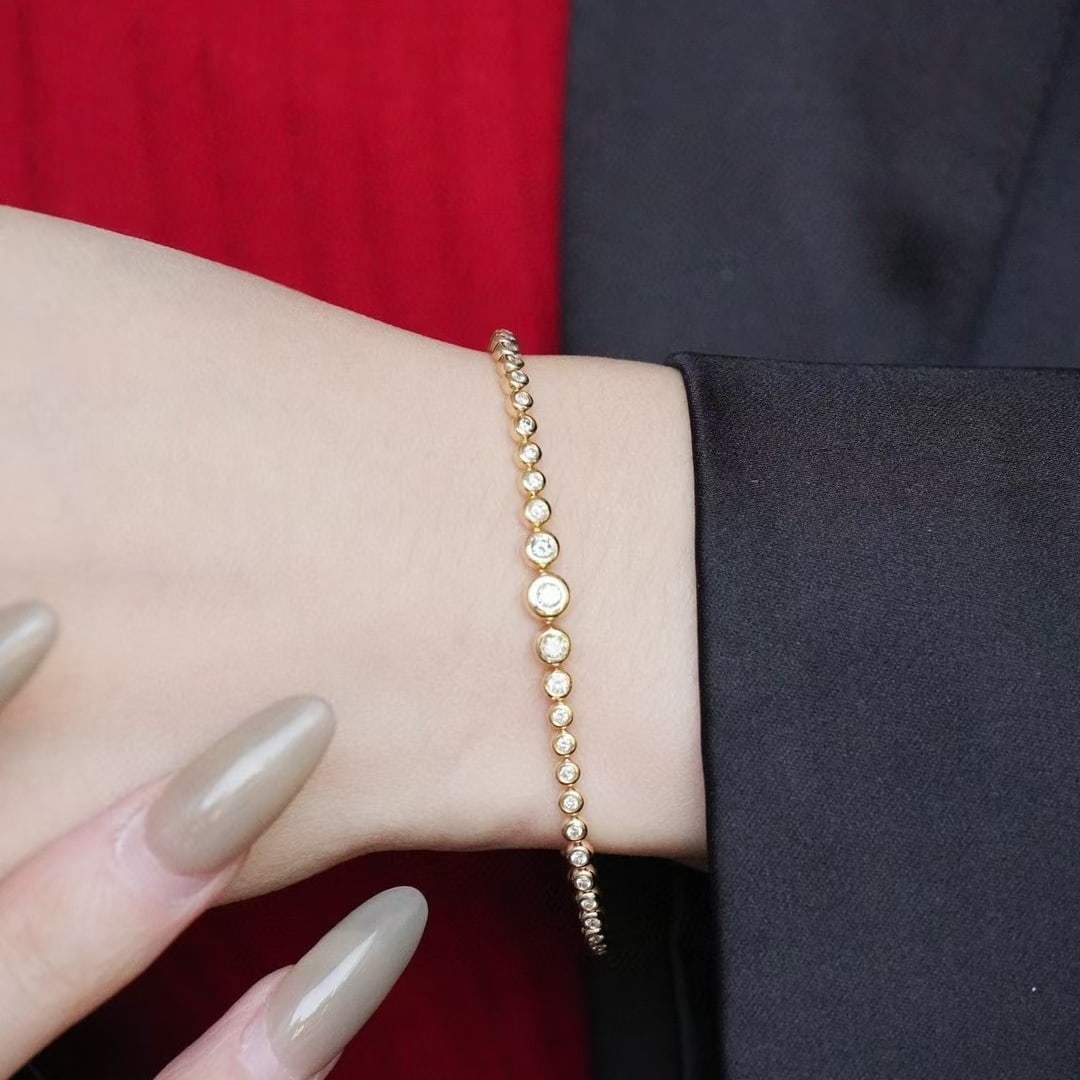 14k Gold 1.18 Ct Natural H Diamond Bracelet - 6