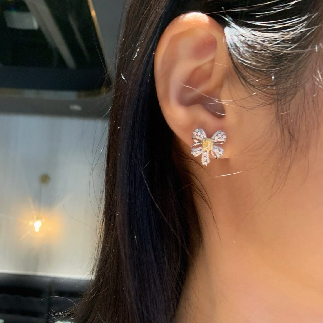 14k Gold 0.86 Ctw Natural Yellow Diamond & Diamond Earrings - 2