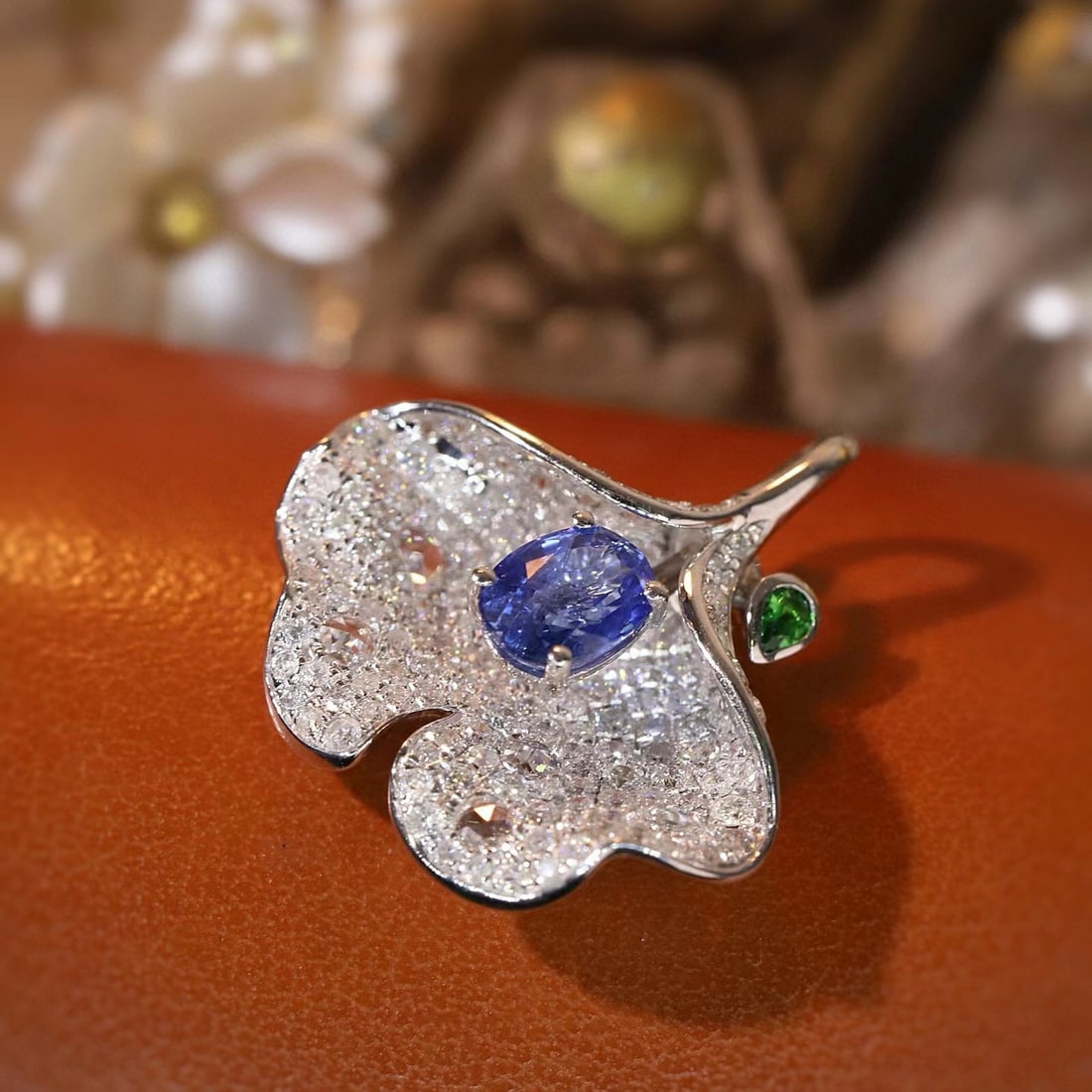 14k Gold 2.49 Ctw Natural Sapphire & Diamond Pendant( Without Chain ) - 3