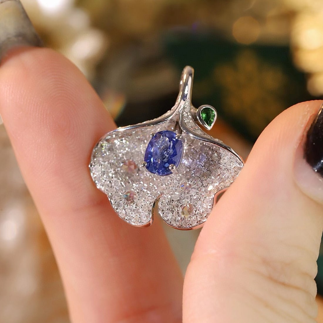 14k Gold 2.49 Ctw Natural Sapphire & Diamond Pendant( Without Chain ) - 5