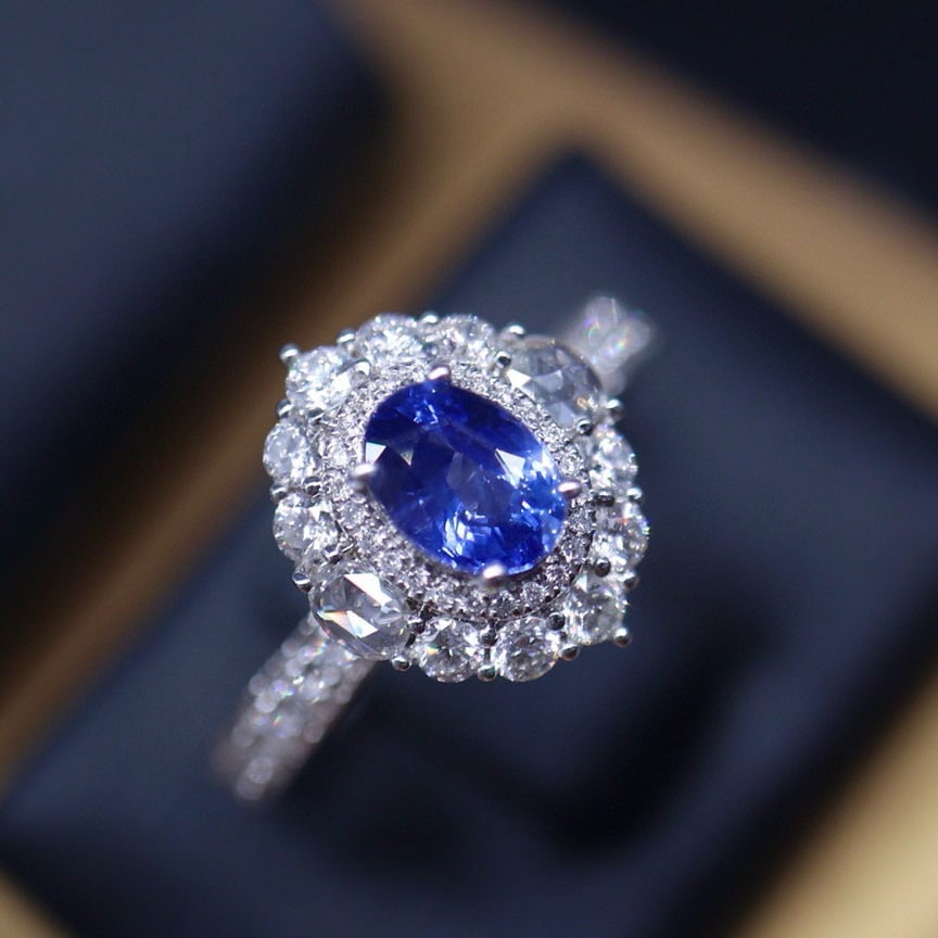 14k Gold 1.02 Ct Natural Sapphire & Diamond Ring - 2