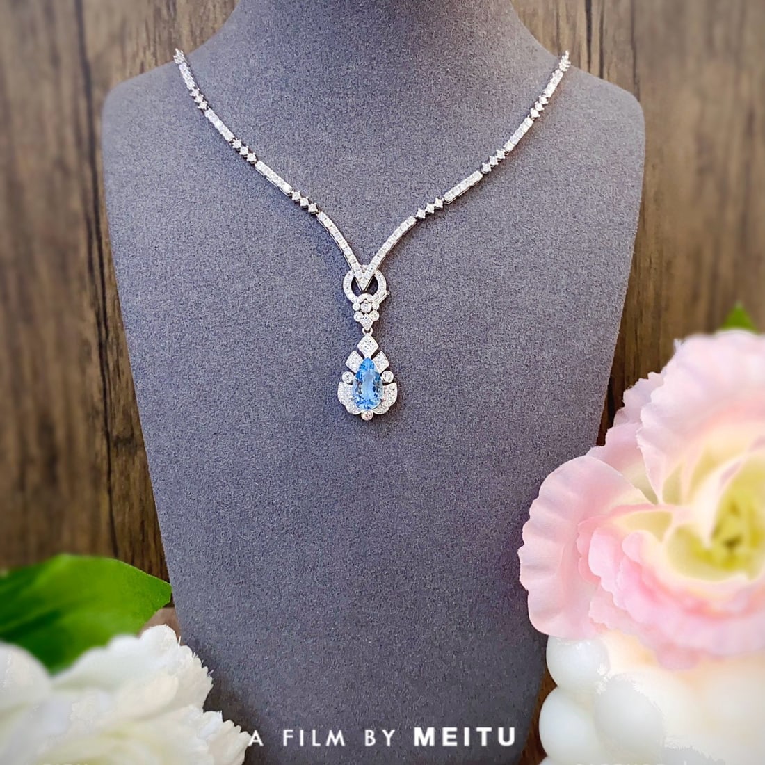 14k Gold 1.53 Ctw Natural Aquamarine & Diamond Pendant( Without Chain ) - 4