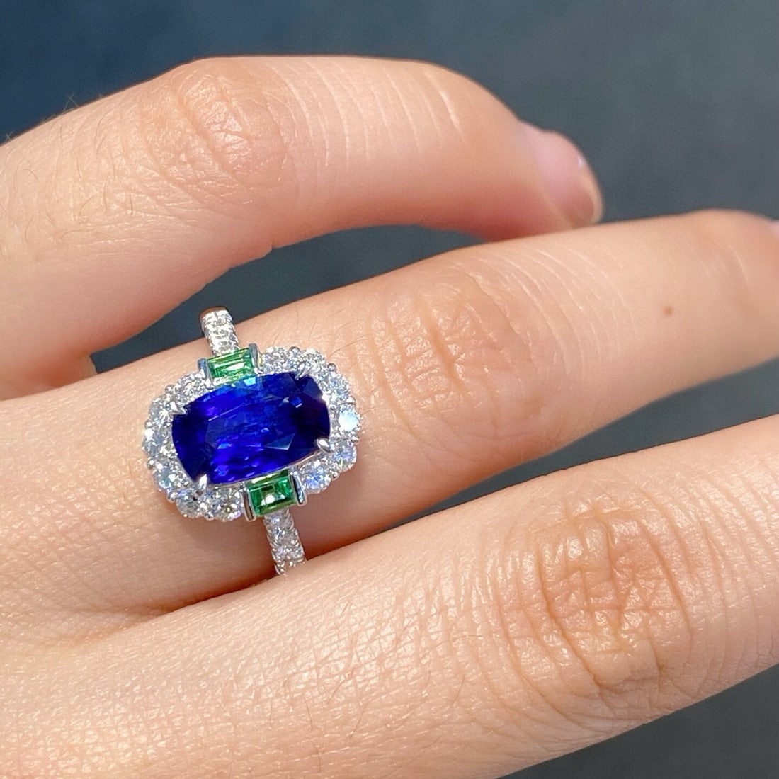 14k Gold 2.92 Ctw Natural Sapphire & Diamond Ring - 5