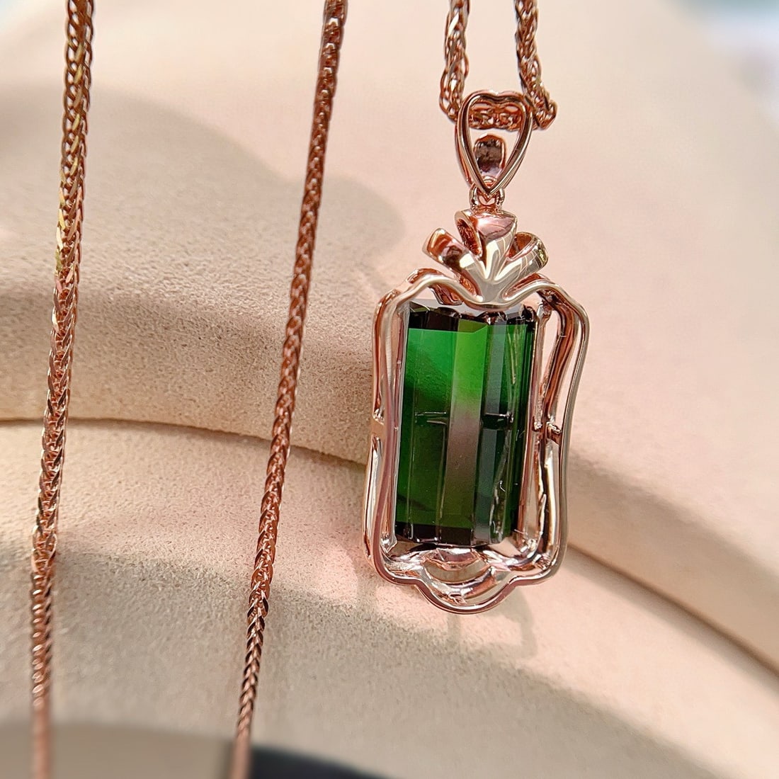 14k Gold 12.65 Ctw Natural Tourmaline & Diamond Pendant( Without Chain ) - 3