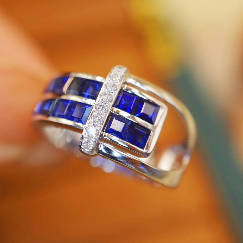 14k Gold 2.00 Ctw Natural Sapphire & Diamond Ring - 3