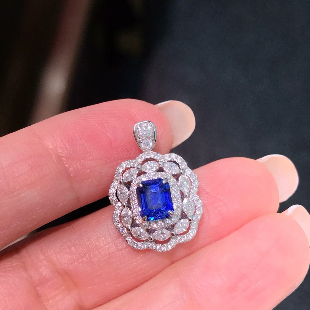 14k Gold 2.28 Ctw Natural Sapphire & Diamond Ring/pendant( Without Chain ) - 5