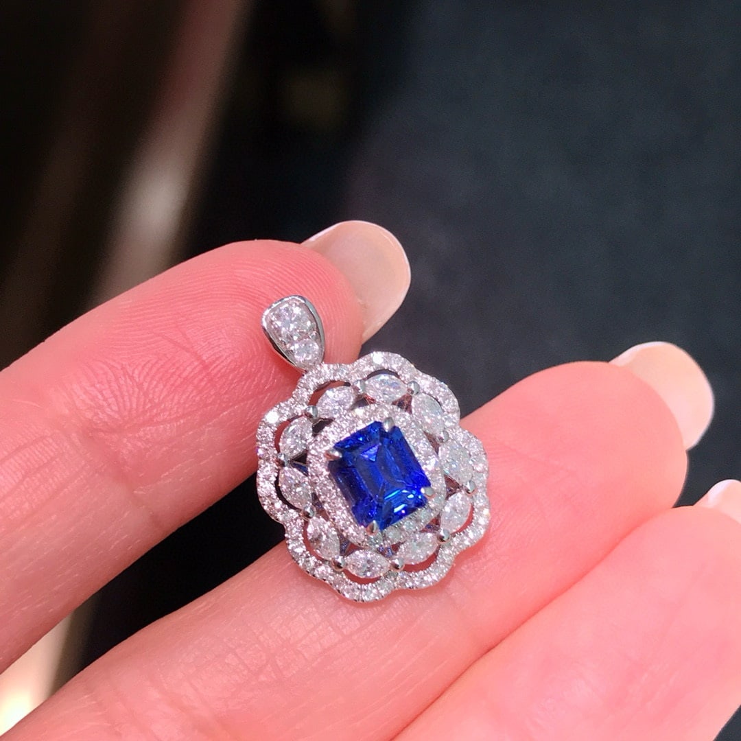 14k Gold 2.28 Ctw Natural Sapphire & Diamond Ring/pendant( Without Chain ) - 6