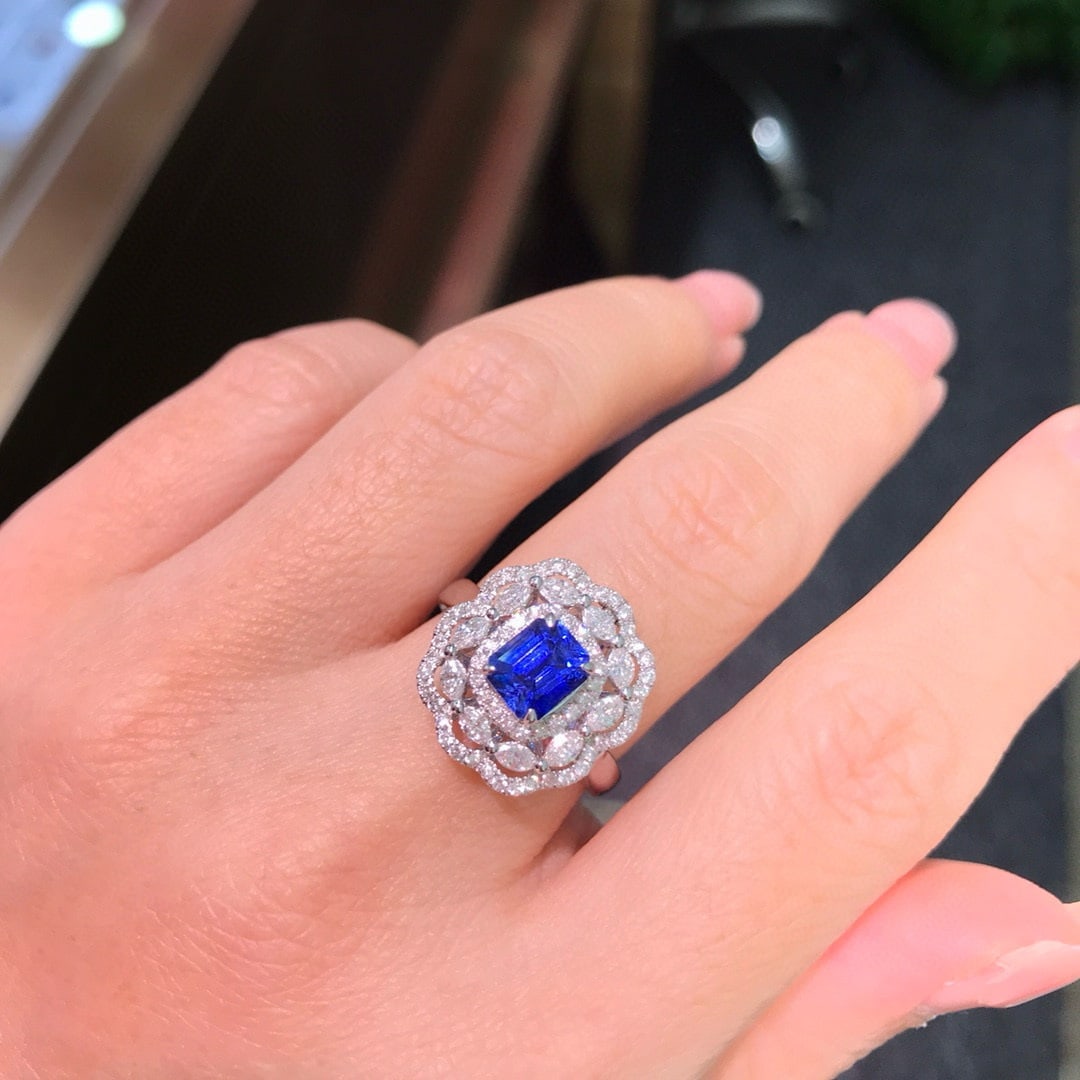 14k Gold 2.28 Ctw Natural Sapphire & Diamond Ring/pendant( Without Chain ) - 8