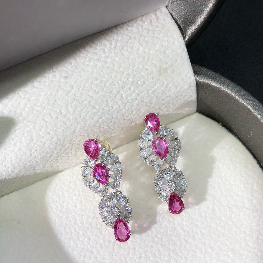 14k Gold 2.79 Ctw Natural Ruby & Diamond Earrings - 3