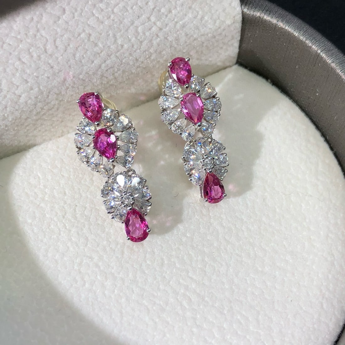 14k Gold 2.79 Ctw Natural Ruby & Diamond Earrings - 4