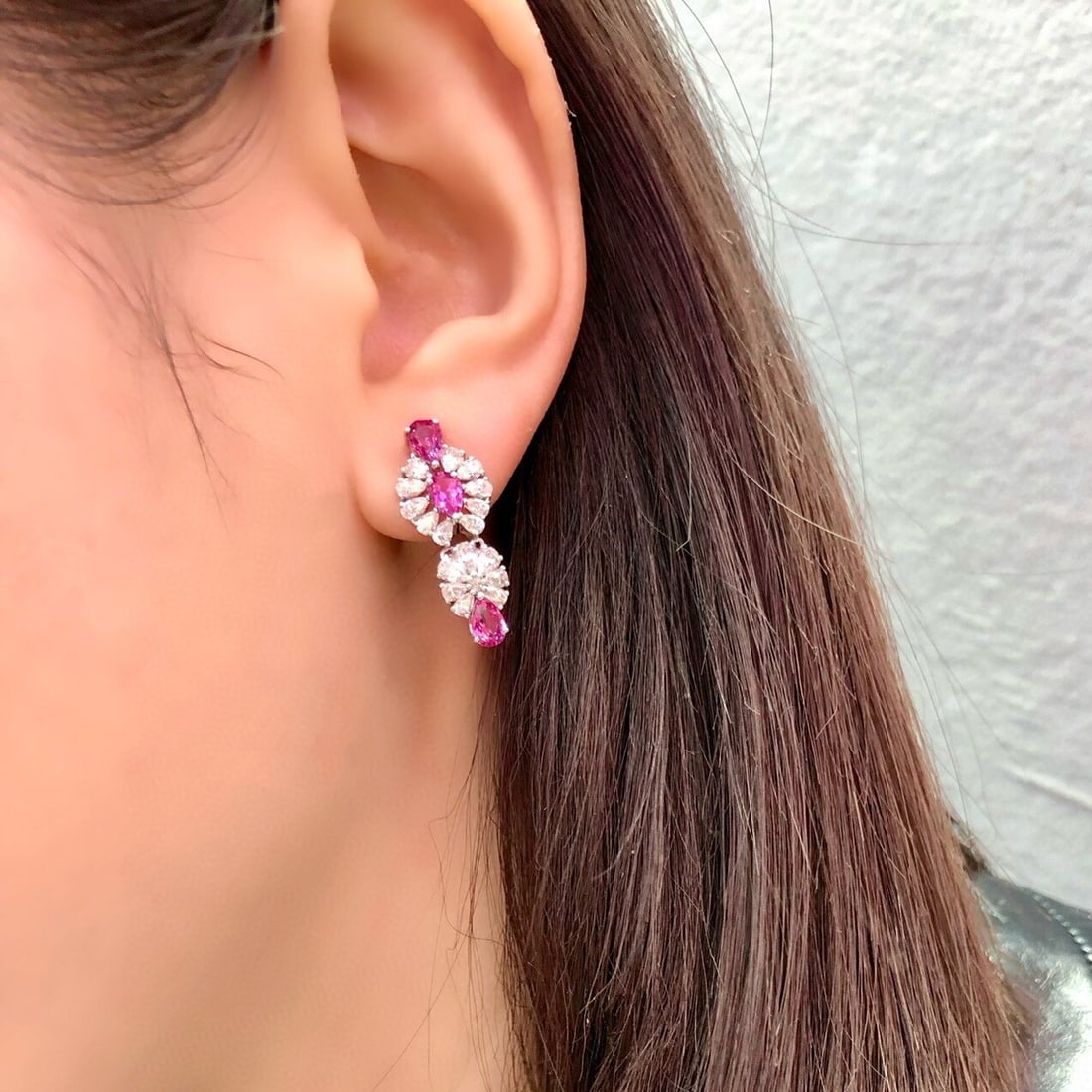 14k Gold 2.79 Ctw Natural Ruby & Diamond Earrings - 5