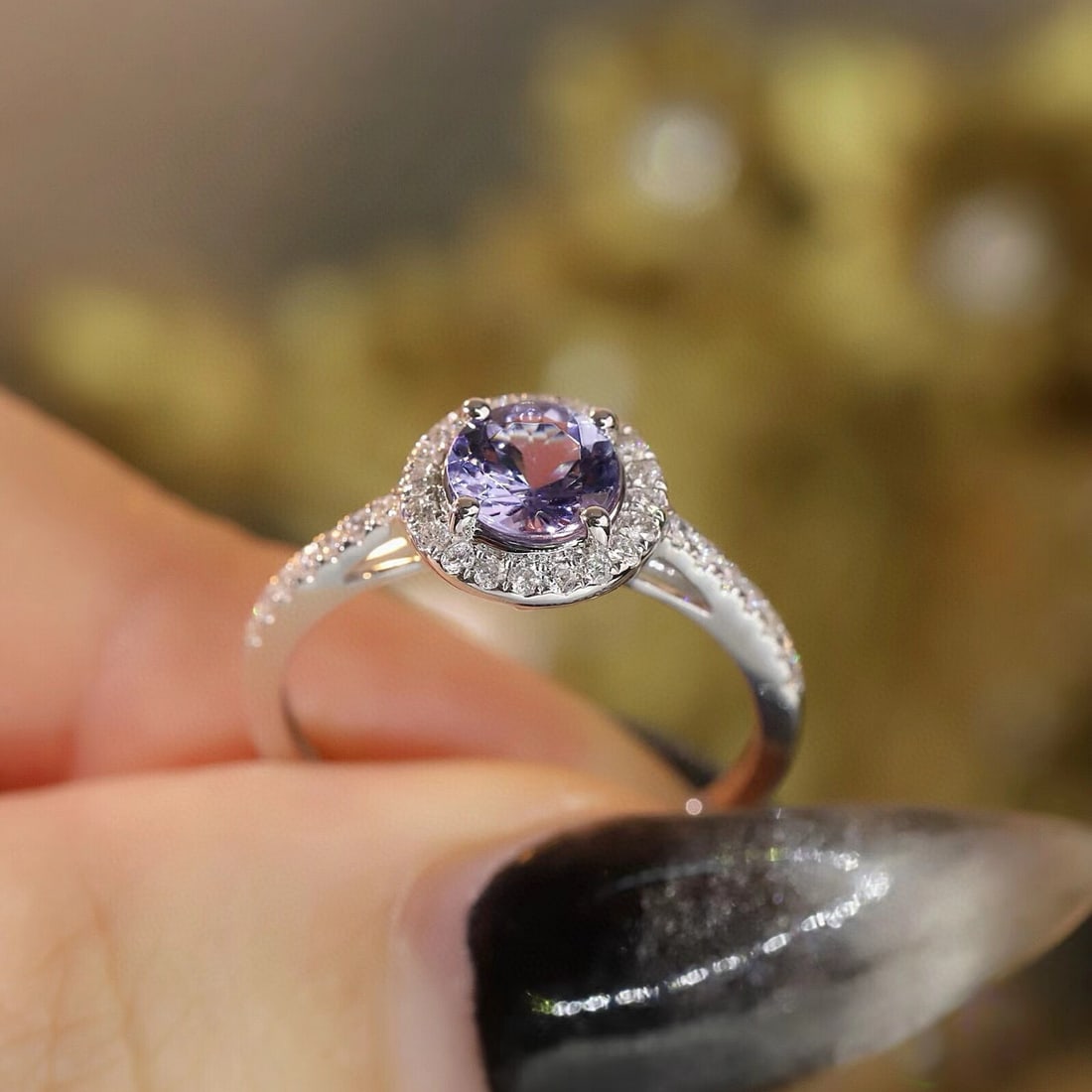 14k Gold 1.10 Ctw Natural Tanzanite & Diamond Ring - 5