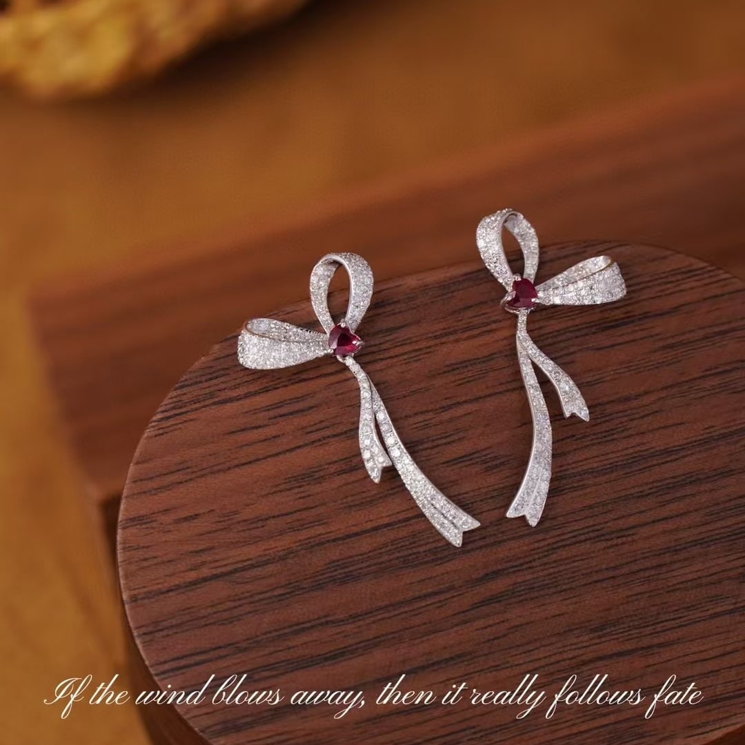 14k Gold 1.16 Ctw Vivid Red Natural Ruby & Diamond Earrings - 5