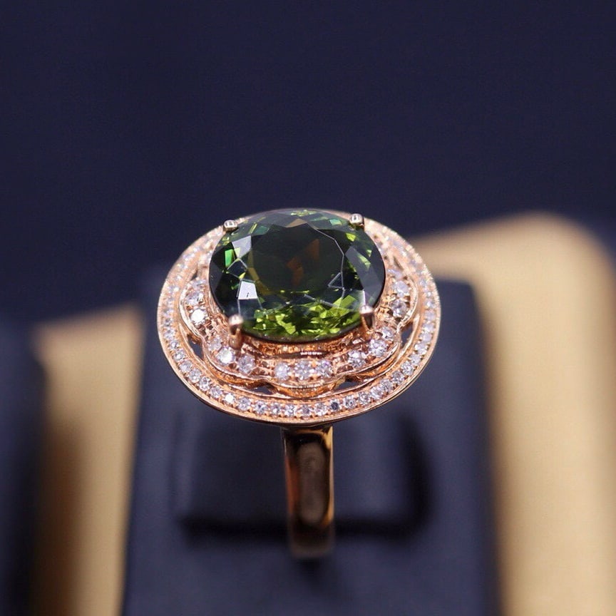 14k Gold 3.05 Ct Natural Tourmaline & Diamond Ring - 4