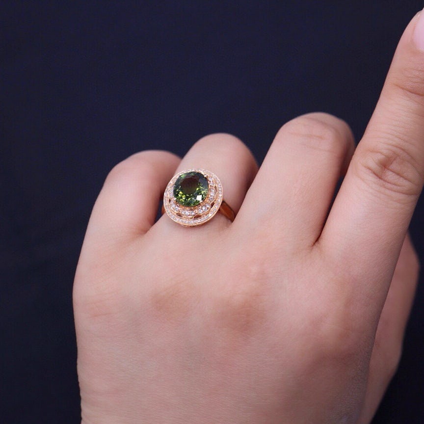 14k Gold 3.05 Ct Natural Tourmaline & Diamond Ring - 6