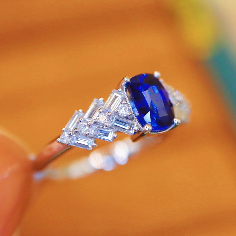 14k Gold 1.57 Ctw Natural Sapphire & Diamond Ring - 2