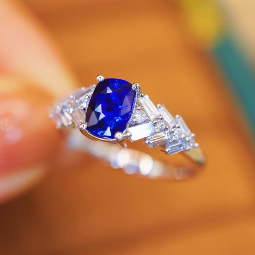 14k Gold 1.57 Ctw Natural Sapphire & Diamond Ring - 3