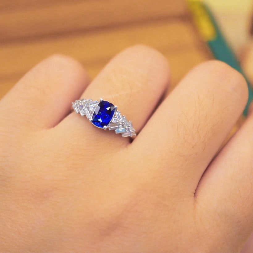 14k Gold 1.57 Ctw Natural Sapphire & Diamond Ring - 5