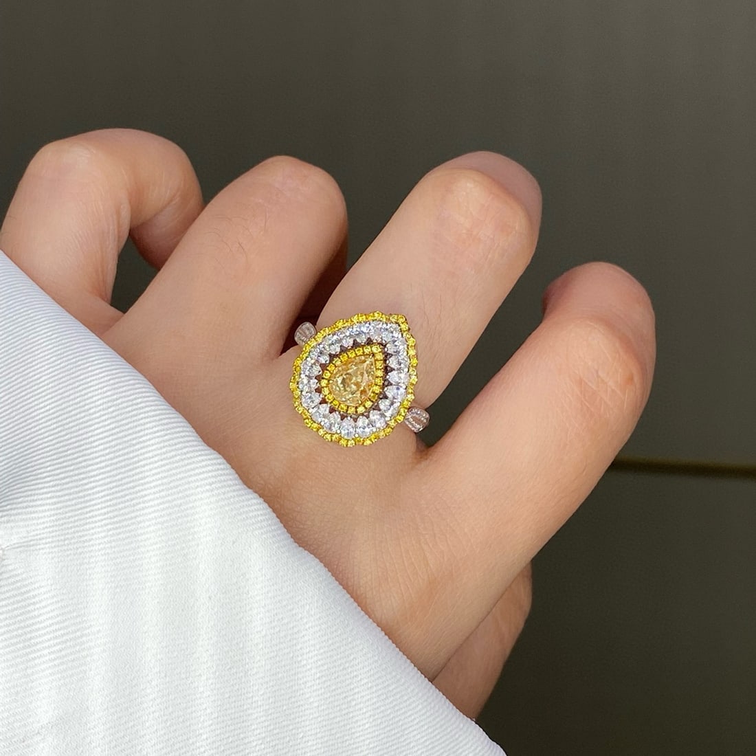 14k Gold 2.23 Ctw Natural Yellow Diamond & Diamond Ring/pendant( Without Chain ) - 4