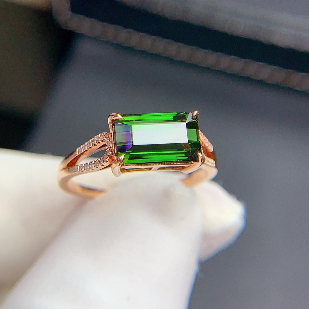 14k Gold 2.6 Ct Natural Tourmaline & Diamond Ring - 2