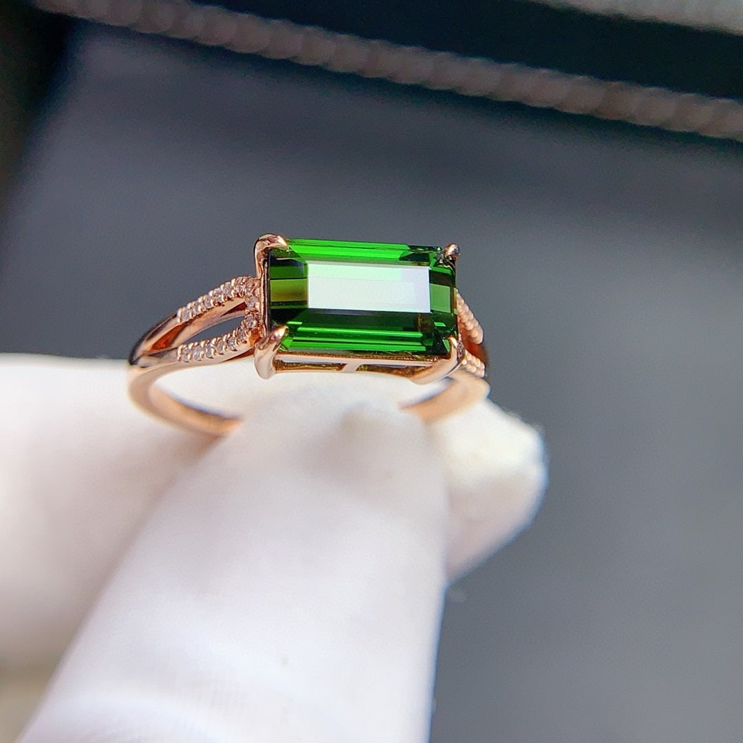 14k Gold 2.6 Ct Natural Tourmaline & Diamond Ring - 3