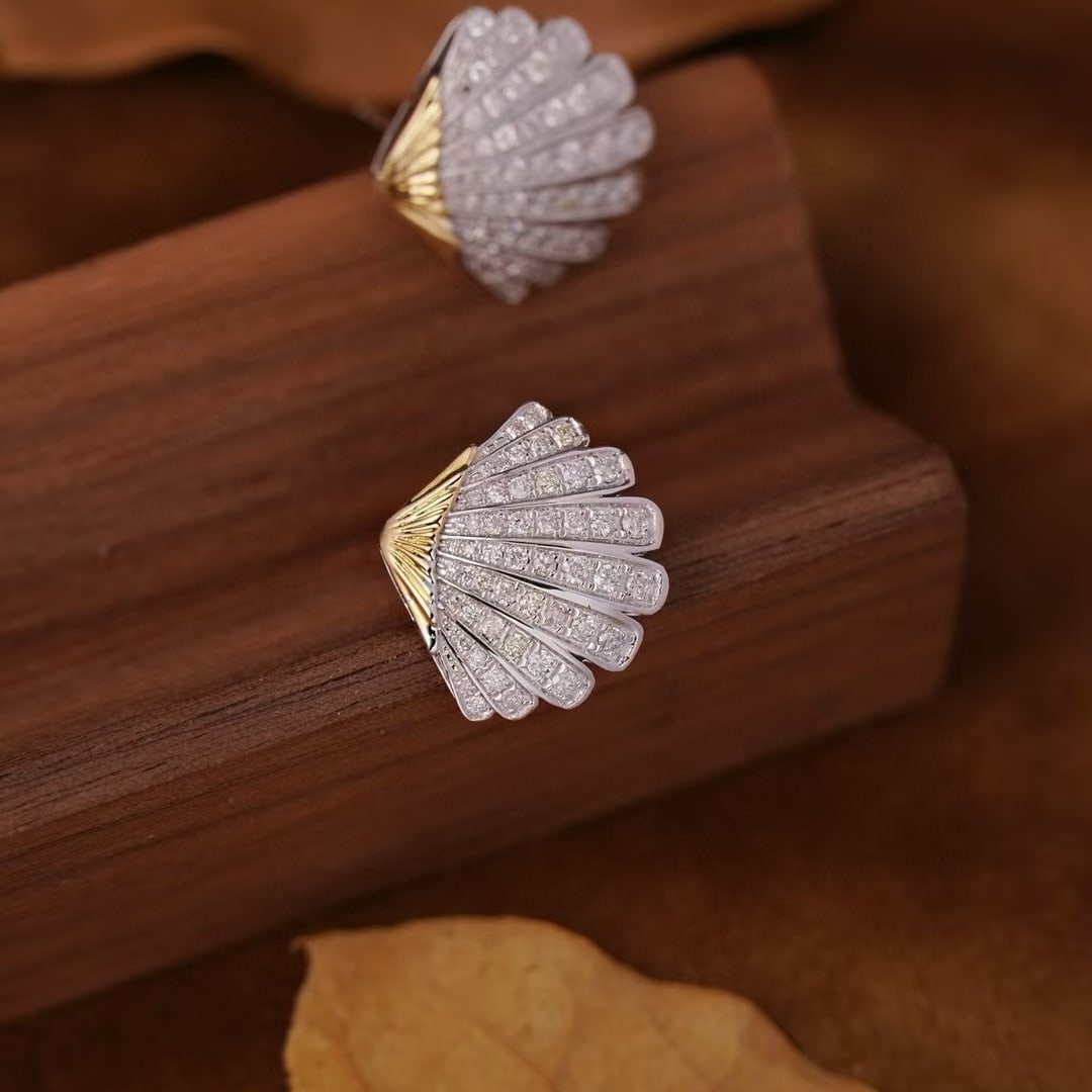 14k Gold 0.8 Ct Natural H Diamond Earrings - 4