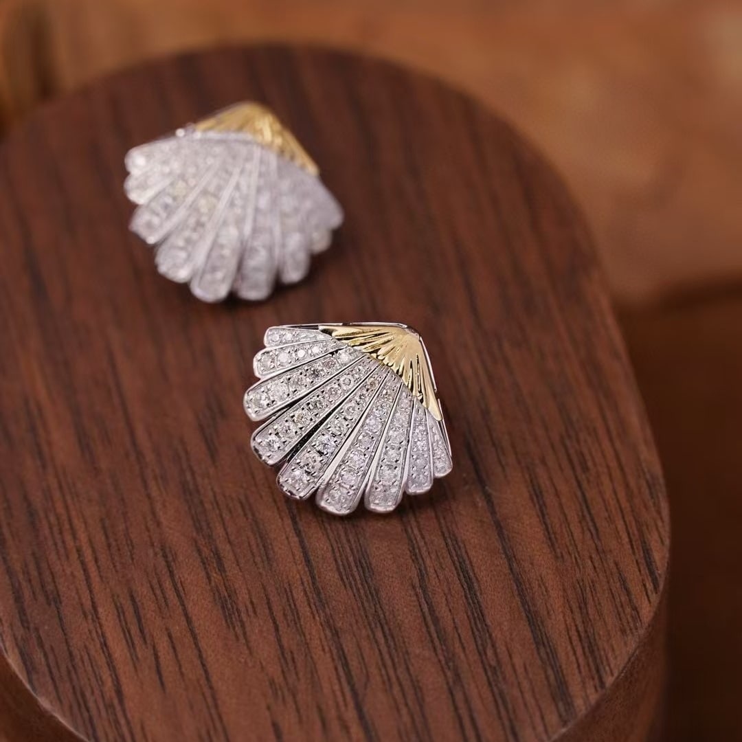 14k Gold 0.8 Ct Natural H Diamond Earrings - 5