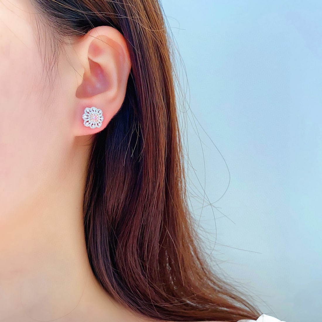 14k Gold 0.84 Ctw Natural Pink Diamond & Diamond Earrings - 2