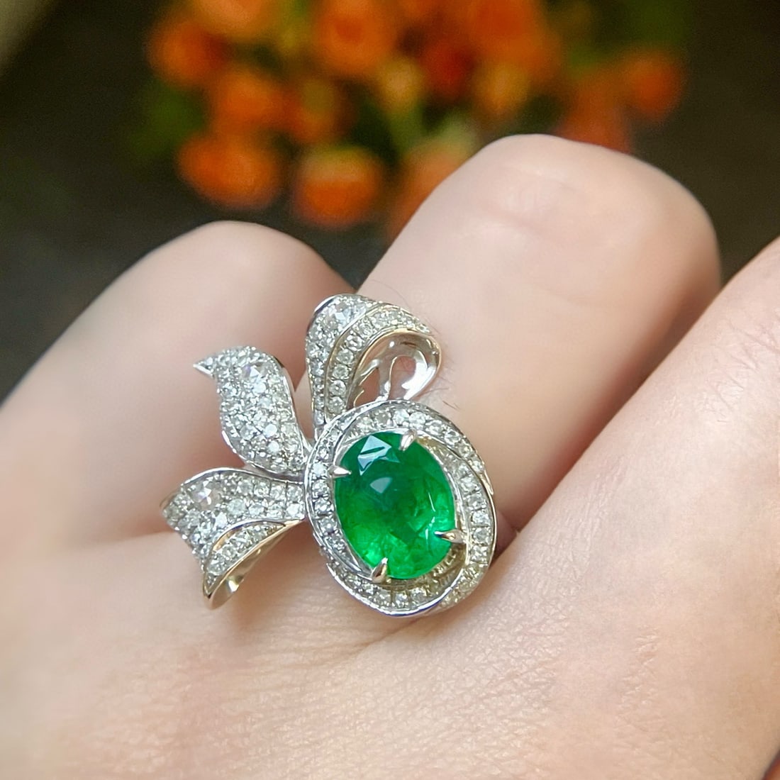 14k Gold 2.57 Ctw Vivid Green Natural Emerald & Diamond Ring - 8