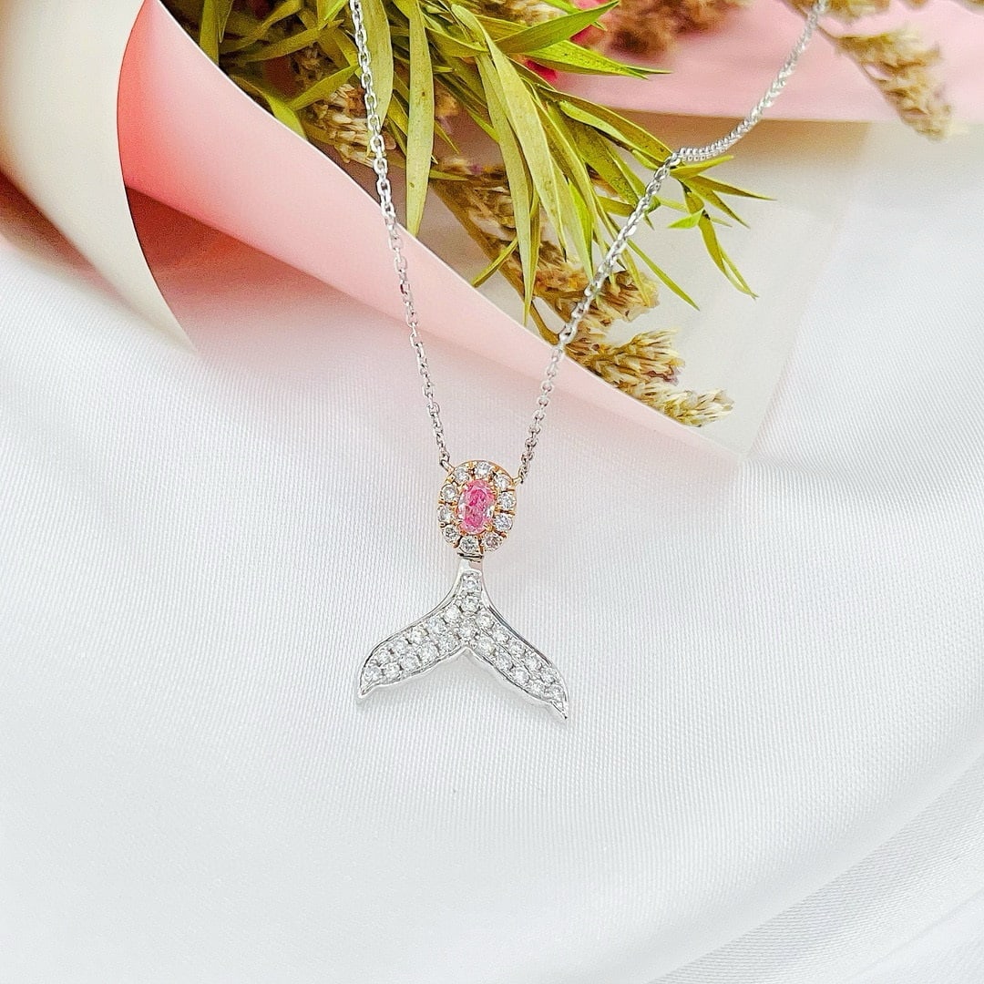 14k Gold 0.29 Ctw Natural Pink Diamond & Diamond Necklace - 2