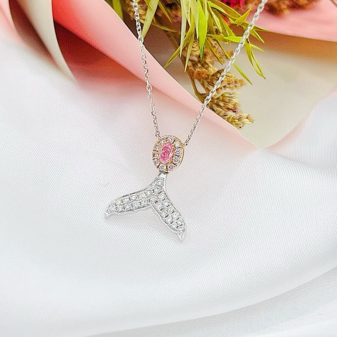 14k Gold 0.29 Ctw Natural Pink Diamond & Diamond Necklace - 3