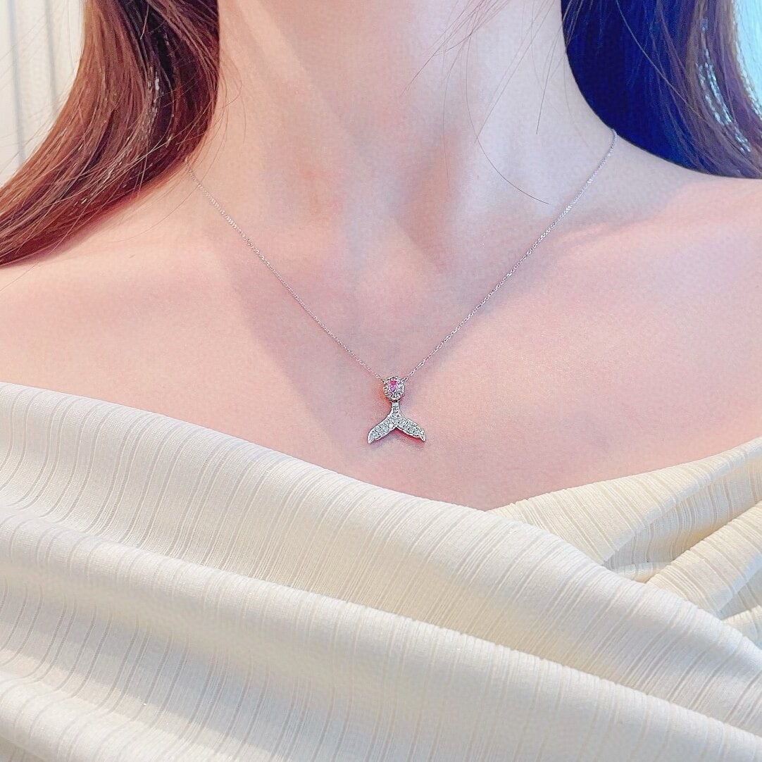 14k Gold 0.29 Ctw Natural Pink Diamond & Diamond Necklace - 4