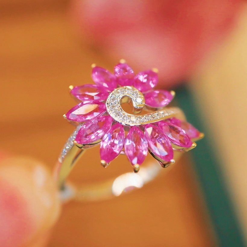 14k Gold 2.43 Ctw Natural Sapphire & Diamond Ring - 3