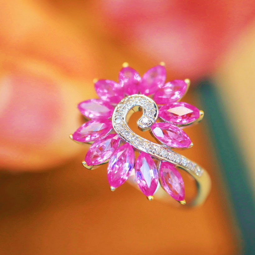 14k Gold 2.43 Ctw Natural Sapphire & Diamond Ring - 4