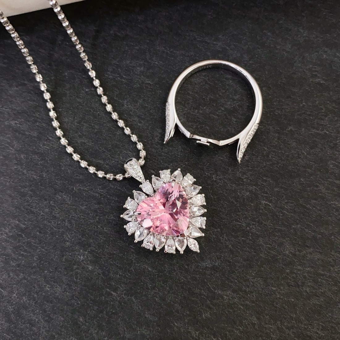 14k Gold 5.54 Ctw Natural Morganite & Diamond Ring/pendant( Without Chain ) - 6