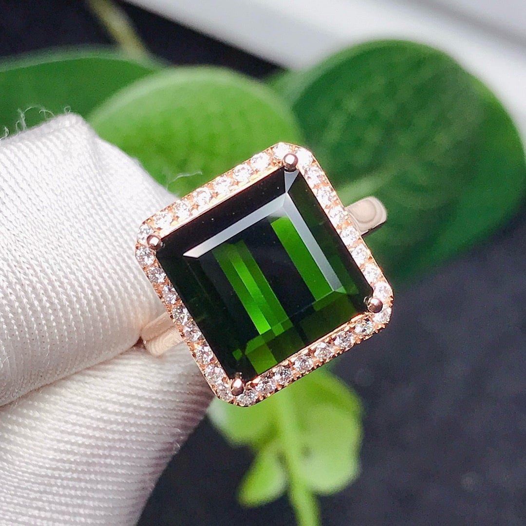 14k Gold 8.77 Ctw Natural Tourmaline & Diamond Ring - 3