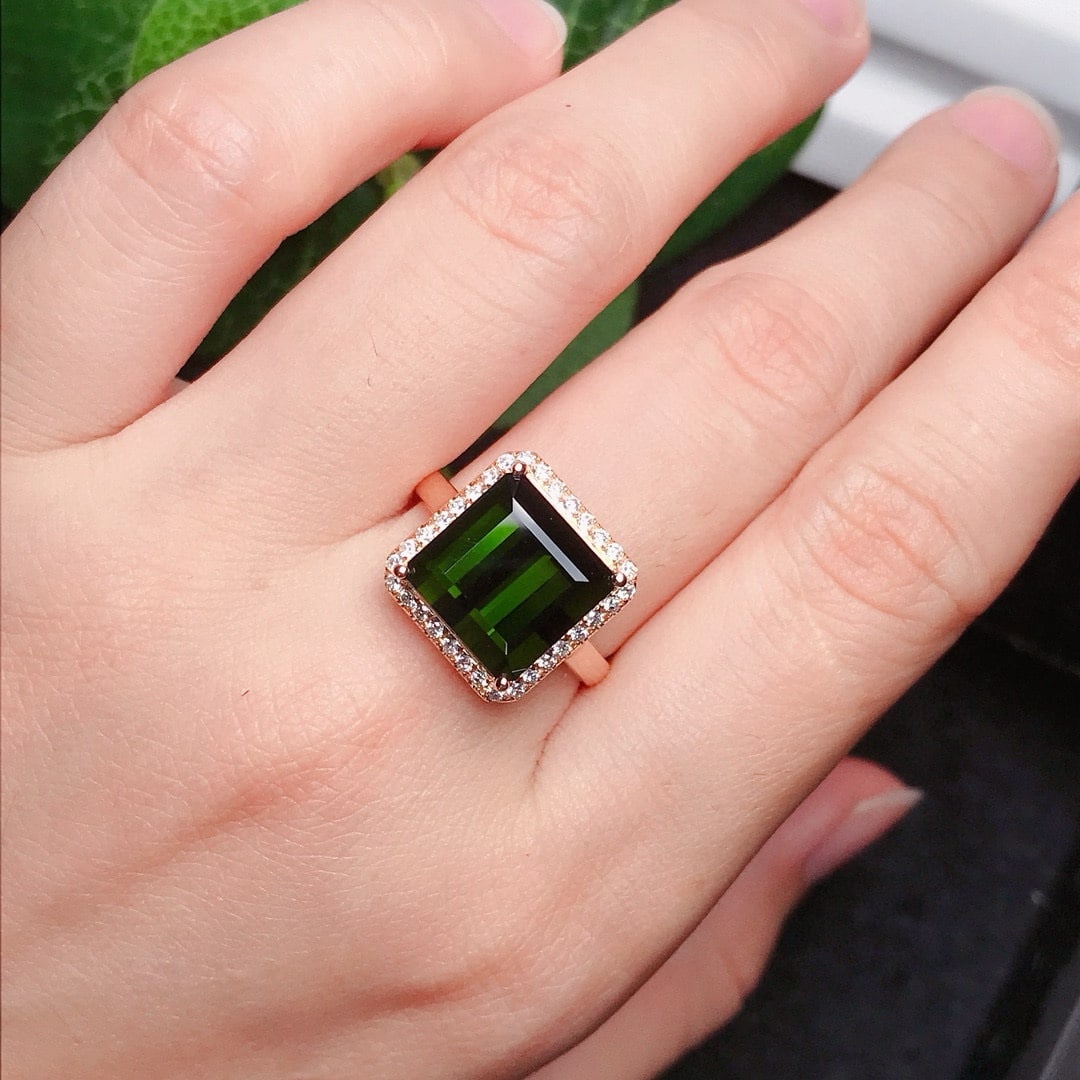 14k Gold 8.77 Ctw Natural Tourmaline & Diamond Ring - 5