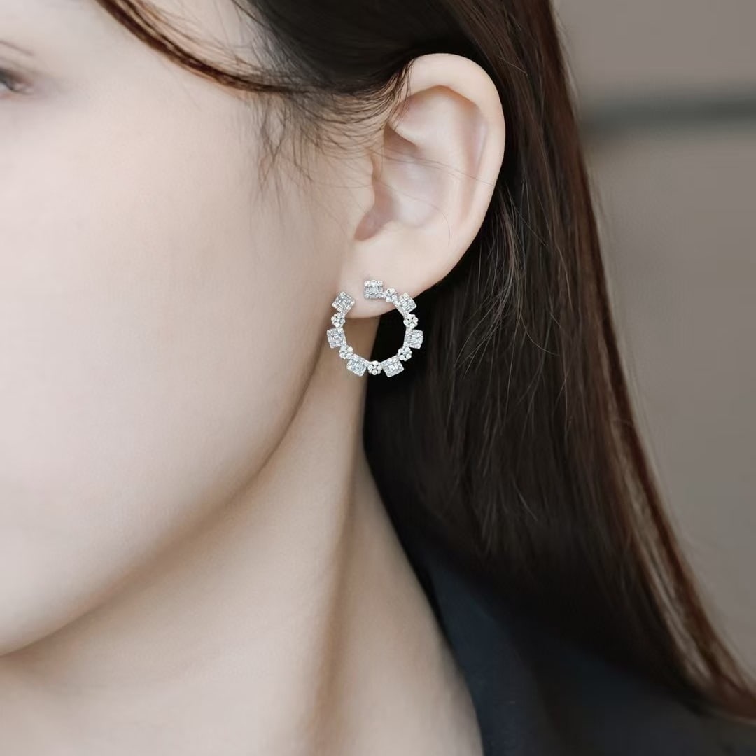 14k Gold 1 Ct Natural H Diamond Earrings - 3