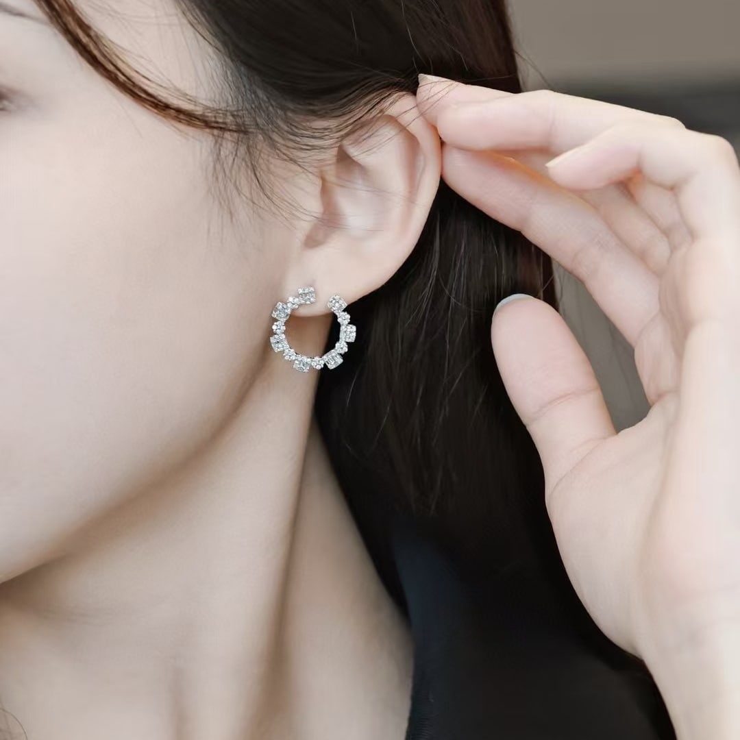 14k Gold 1 Ct Natural H Diamond Earrings - 4