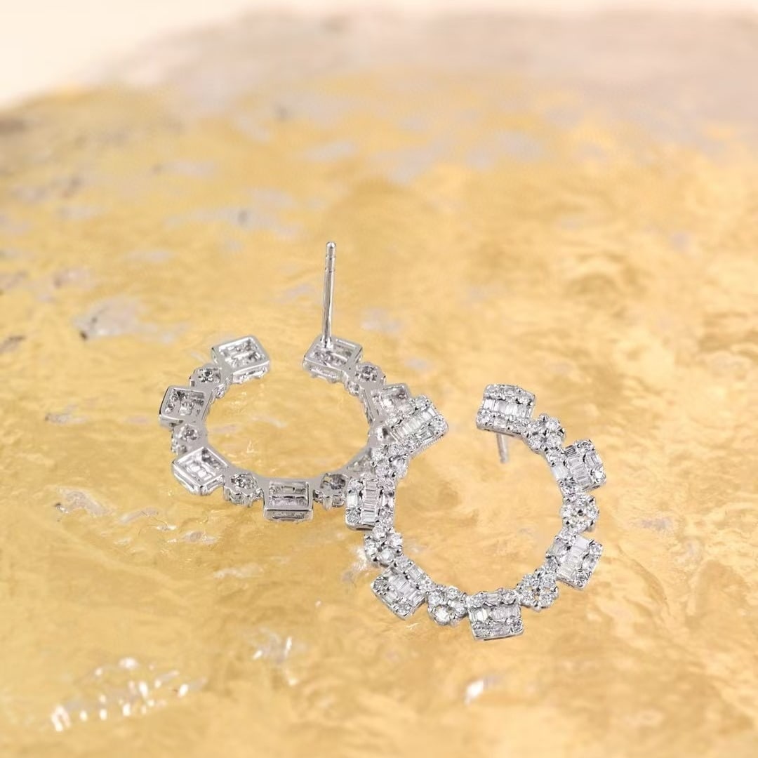 14k Gold 1 Ct Natural H Diamond Earrings - 5