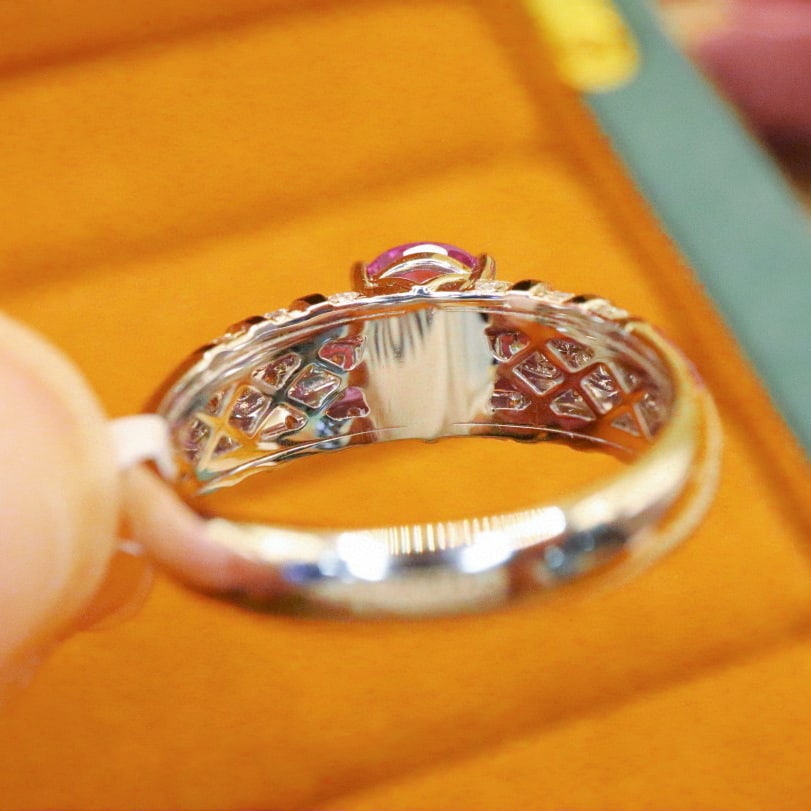 14k Gold 2.42 Ctw Natural Padparadscha Sapphire & Diamond Ring - 2