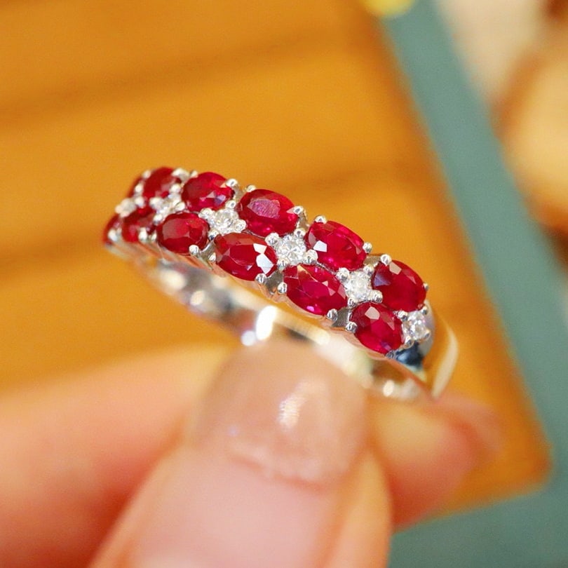 14k Gold 1.30 Ctw Vivid Red Natural Ruby & Diamond Ring - 2