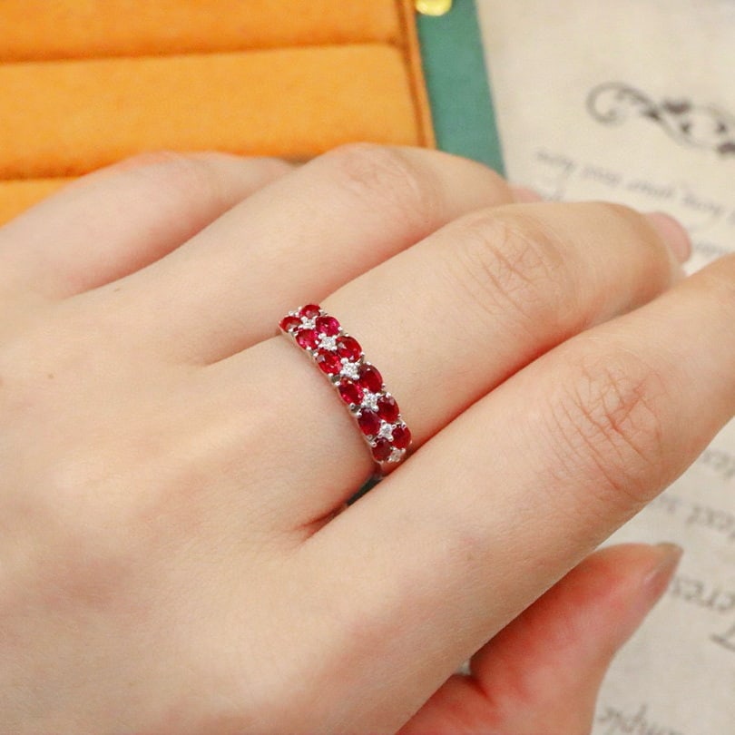 14k Gold 1.30 Ctw Vivid Red Natural Ruby & Diamond Ring - 6