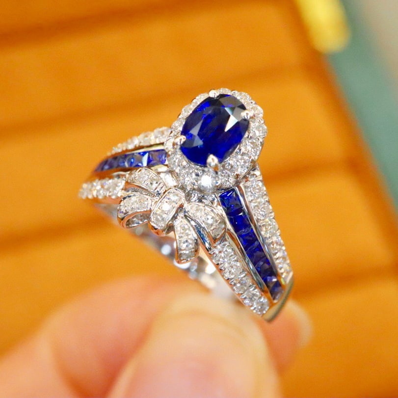 14k Gold 1.06 Ctw Natural Sapphire & Diamond Ring - 3