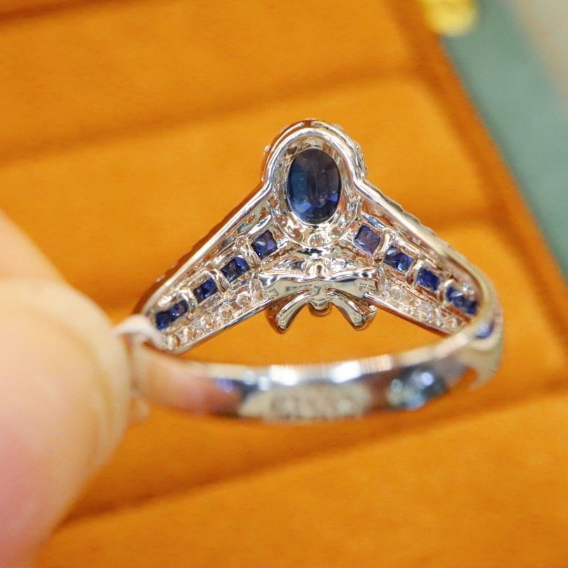 14k Gold 1.06 Ctw Natural Sapphire & Diamond Ring - 4