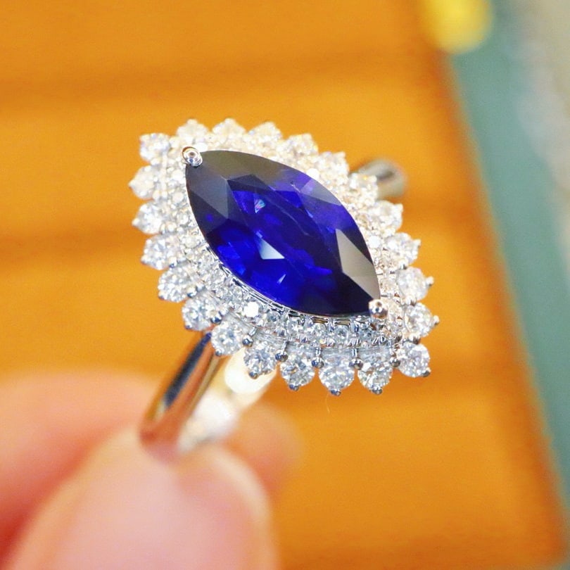 14k Gold 1.99 Ctw Natural Sapphire & Diamond Ring - 3