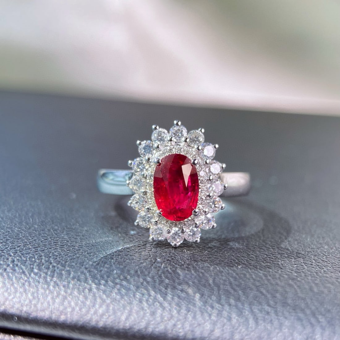 14k Gold 1.48 Ctw Natural Ruby & Diamond Ring: Ref:230940290 // gold content:14k gold // ring size:7. 25us // // main gemstone:ruby // shape:oval // carat weight:0. 99ct // color:red // treatment:natural // // adjacent gemstone 2 : diamond //