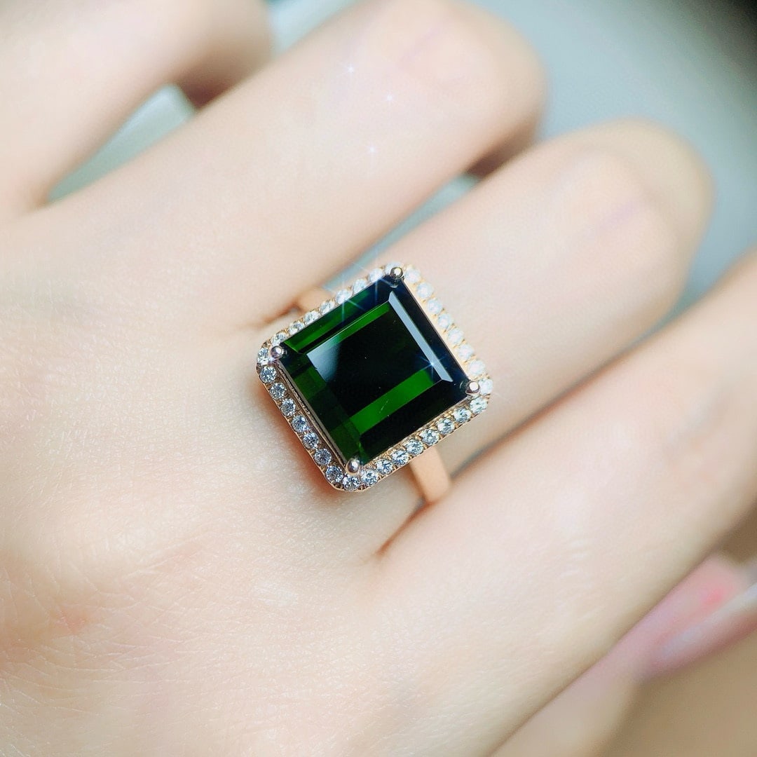 14k Gold 7.73 Ctw Natural Tourmaline & Diamond Ring - 5