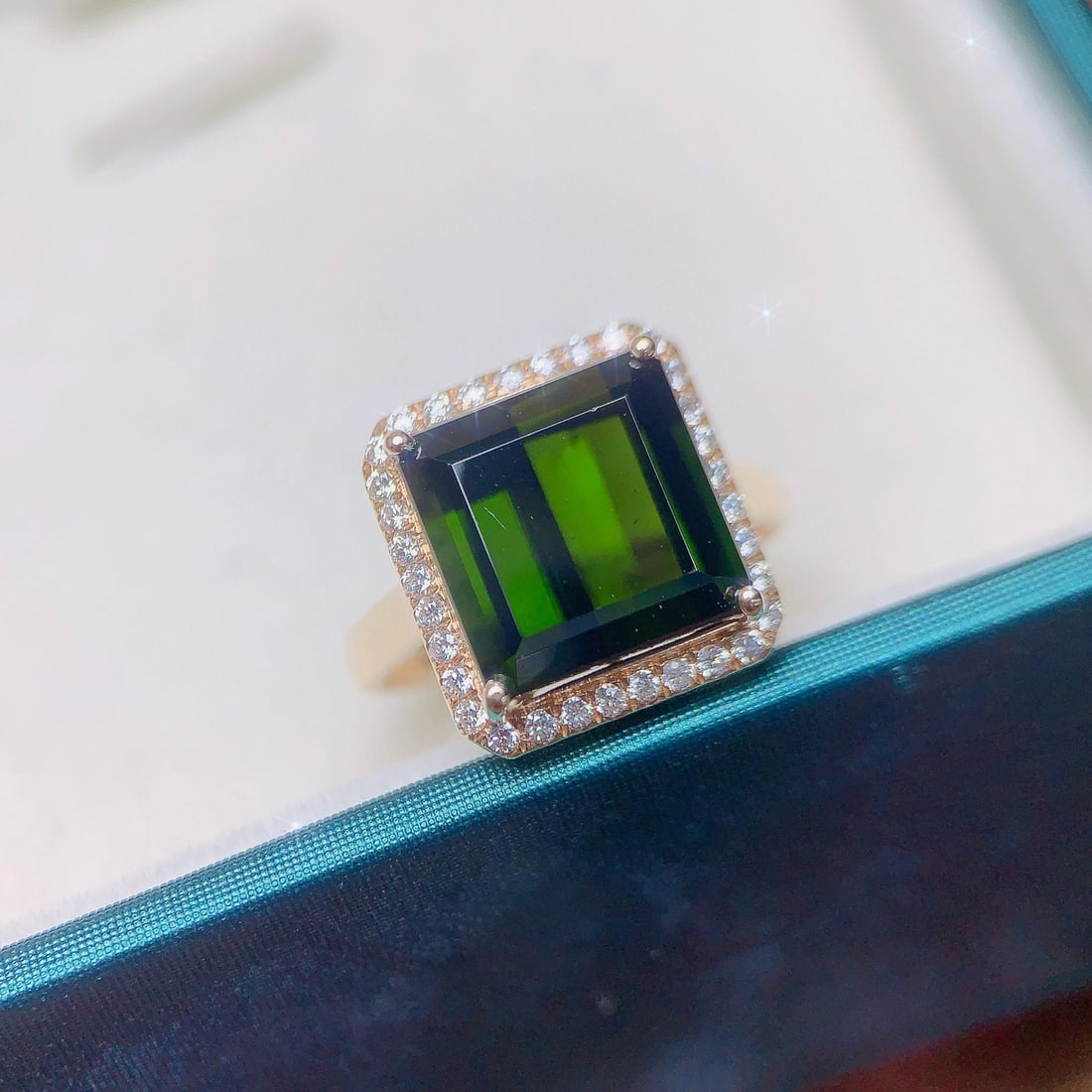 14k Gold 7.73 Ctw Natural Tourmaline & Diamond Ring - 6